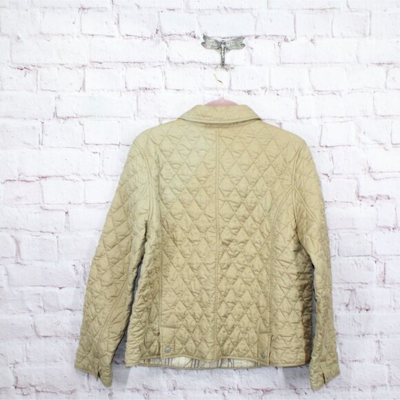 LL Bean Button Front Lined Insulated Quilted Jacket Tan Size L - Picture 6 of 10